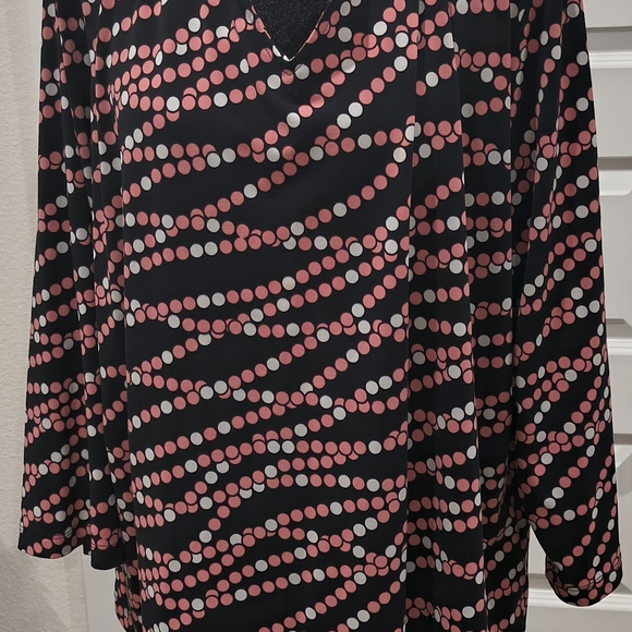 Ruby Rd. Tops - Ruby Rd. Black and Pink Dot Pattern Blouse